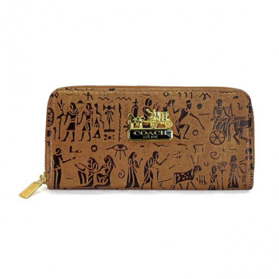 Coach Egyptian Wall Painting Large Brown Wallets EDV - Click Image to Close